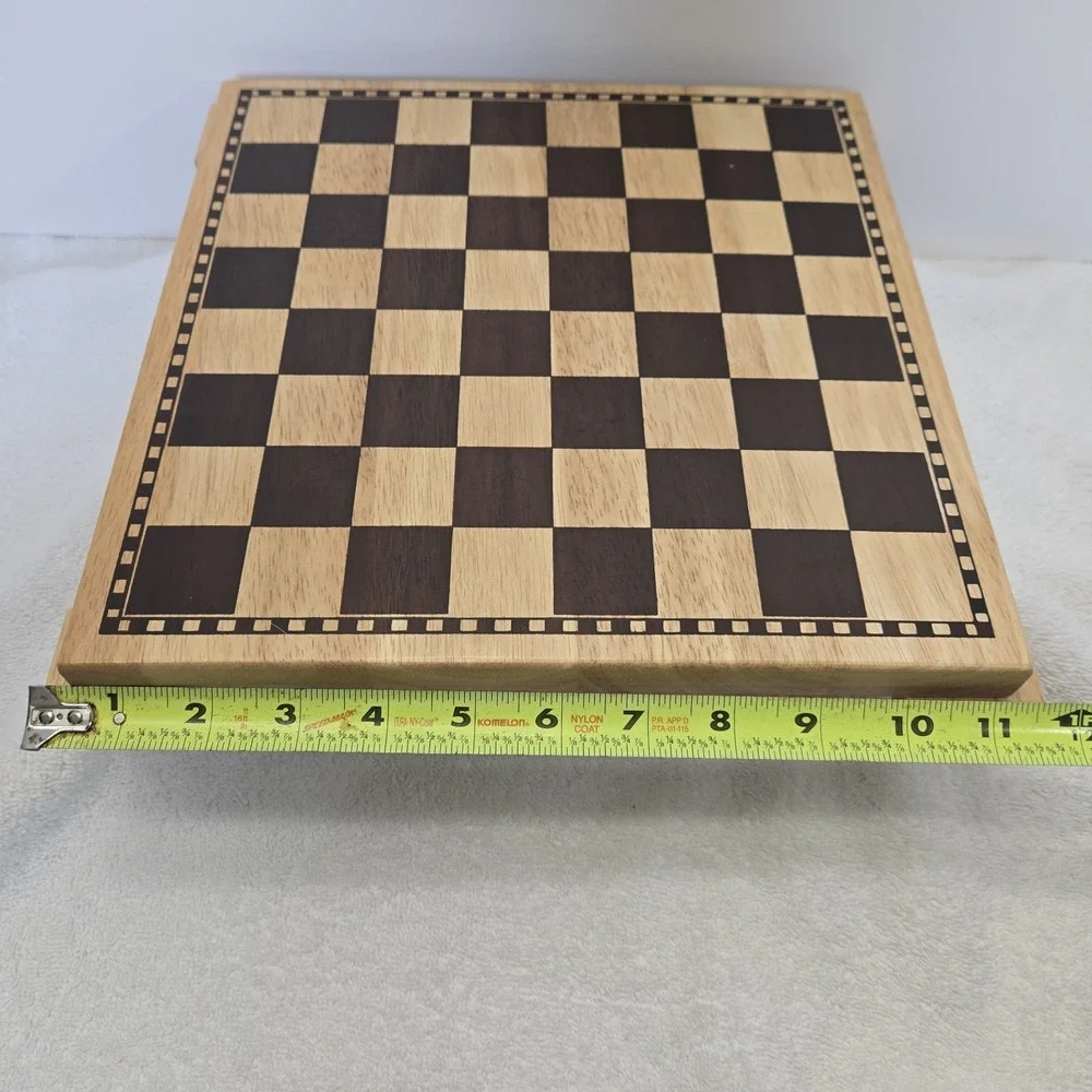 Vintage Unbranded Wooden Checker Board Footed Brown Off The Counter Lifted Tray